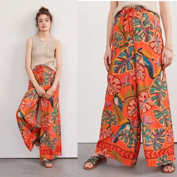 Anthropologie Pants - Anthropologie Farm Rio Birdie Wide Leg Pants